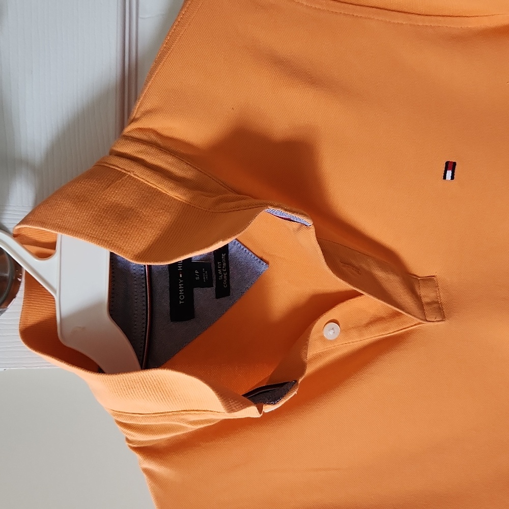 Tommy Hilfiger slim fit polo short sleeves  Small Orange - Picture 6 of 15